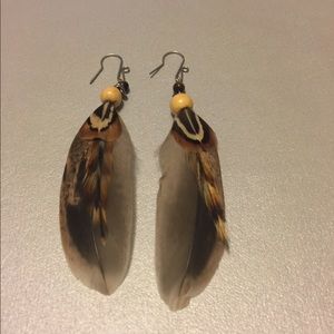 2 pair unique feather earrings purchased in Maine
